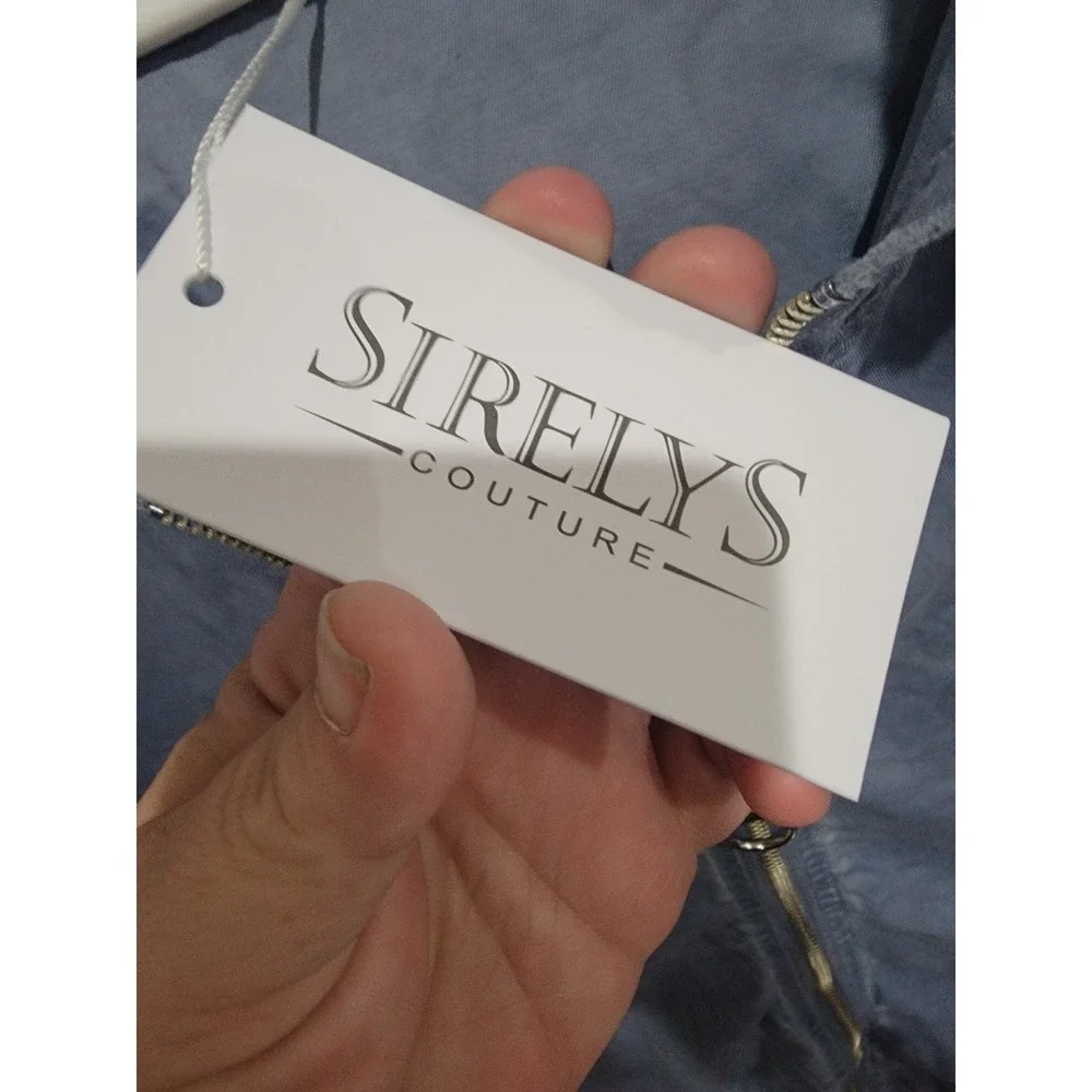SIRELY'S Couture‎ Italy Blue Shredded Sequin Back Hood Jacket Boho Lagenlook OS
